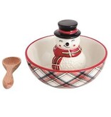 Mudpie SNOWMAN ICON TARTAN CANDY DISH