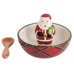 Mudpie SANTA ICON TARTAN CANDY DISH
