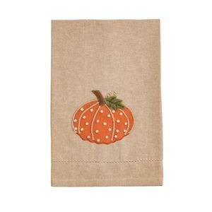 Mudpie ORANGE PUMPKIN FRENCH KNOT TOWEL