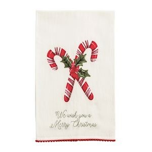 Mudpie CANDY CANE POM TRIM TOWEL