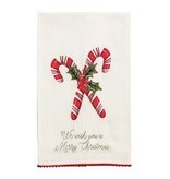 Mudpie CANDY CANE POM TRIM TOWEL