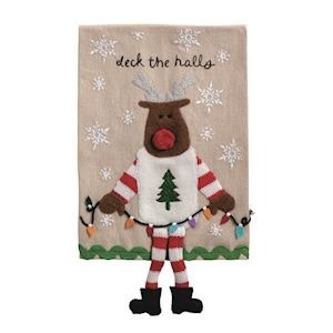 Mudpie REINDEER DANGLE LEG TOWEL