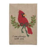 Mudpie CARDINAL EMBROIDERED TOWEL: "I am always with you"