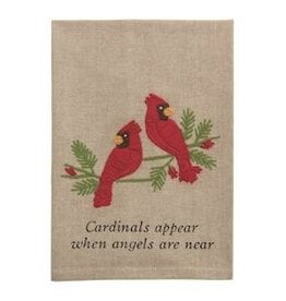Mudpie TWO CARDINAL EMBROIDERED TOWEL: "Cardinals appear when angels are near"