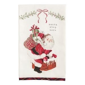 Mudpie SANTA STOP PRINTED TOWEL