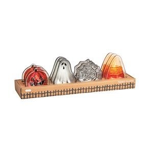 Mudpie HALLOWEEN GLASS TIDBIT PLATE (choice of various designs)