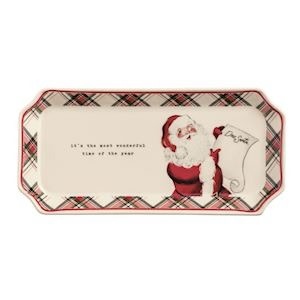 Mudpie SANTA TARTAN EVERYTHING TRAY
