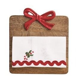 Mudpie RED BOW WOOD SQUARE BOARD