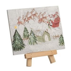 Mudpie SLEIGH XMAS MINI ART PLAQUE ON EASEL