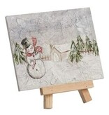 Mudpie SNOWMAN XMAS MINI ART PLAQUE ON EASEL