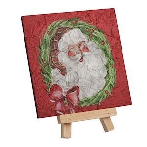 Mudpie SANTA XMAS MINI ART PLAQUE ON EASEL