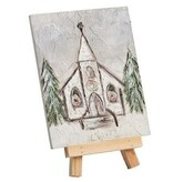 Mudpie CHURCH FARMHOUSE MINI CANVAS ART ON EASEL