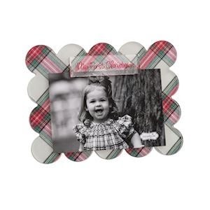 Mudpie MY FIRST CHRISTMAS TARTAN SCALLOP ACRYLIC FRAME