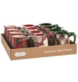 Mudpie TARTAN XMAS BUD VASE (Choice of Various Styles)