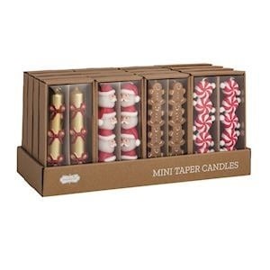 Mudpie CHRISTMAS MINI TAPER CANDLE SET (Choice of Various Designs)