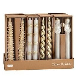 Mudpie GOLD CHRISTMAS TAPER CANDLE SET (Choice of Various Designs)