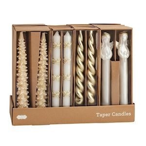 Mudpie GOLD CHRISTMAS TAPER CANDLE SET (Choice of Various Designs)