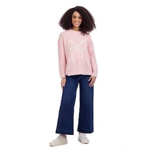 Mudpie BLUSH WILDER BOW SWEATER SMALL