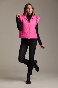 Mudpie PINK LILE RUFFLE QUILTED VEST SMALL