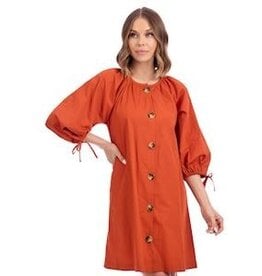 Mudpie RUST PHEEBES BUTTON DOWN DRESS LARGE