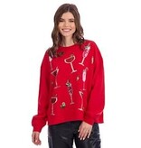 Mudpie HOLIDAY SPARKLE SWEATSHIRT RED-S/M