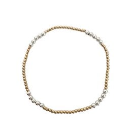 Erin Gray 2mm3 Hamptons Mix Collection 14k Gold-Filled and Sterling Beaded Bracelet