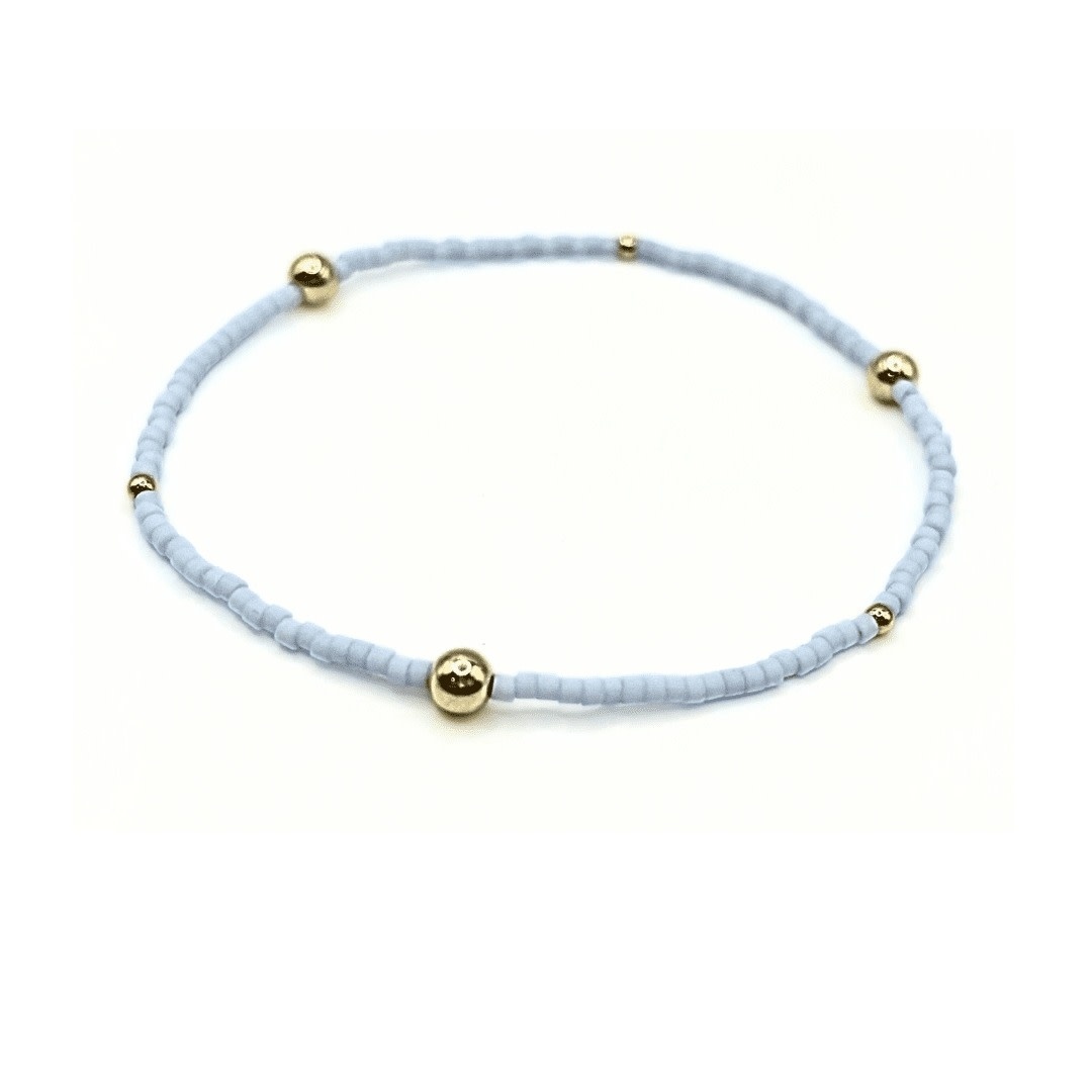 Erin Gray Light Blue Game Day Gold-Filled & Seed Bead Waterproof Bracelet Collection