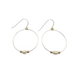 Erin Gray Gold-Filled Simple Rice Pearl Hoop Danglers - Waterproof