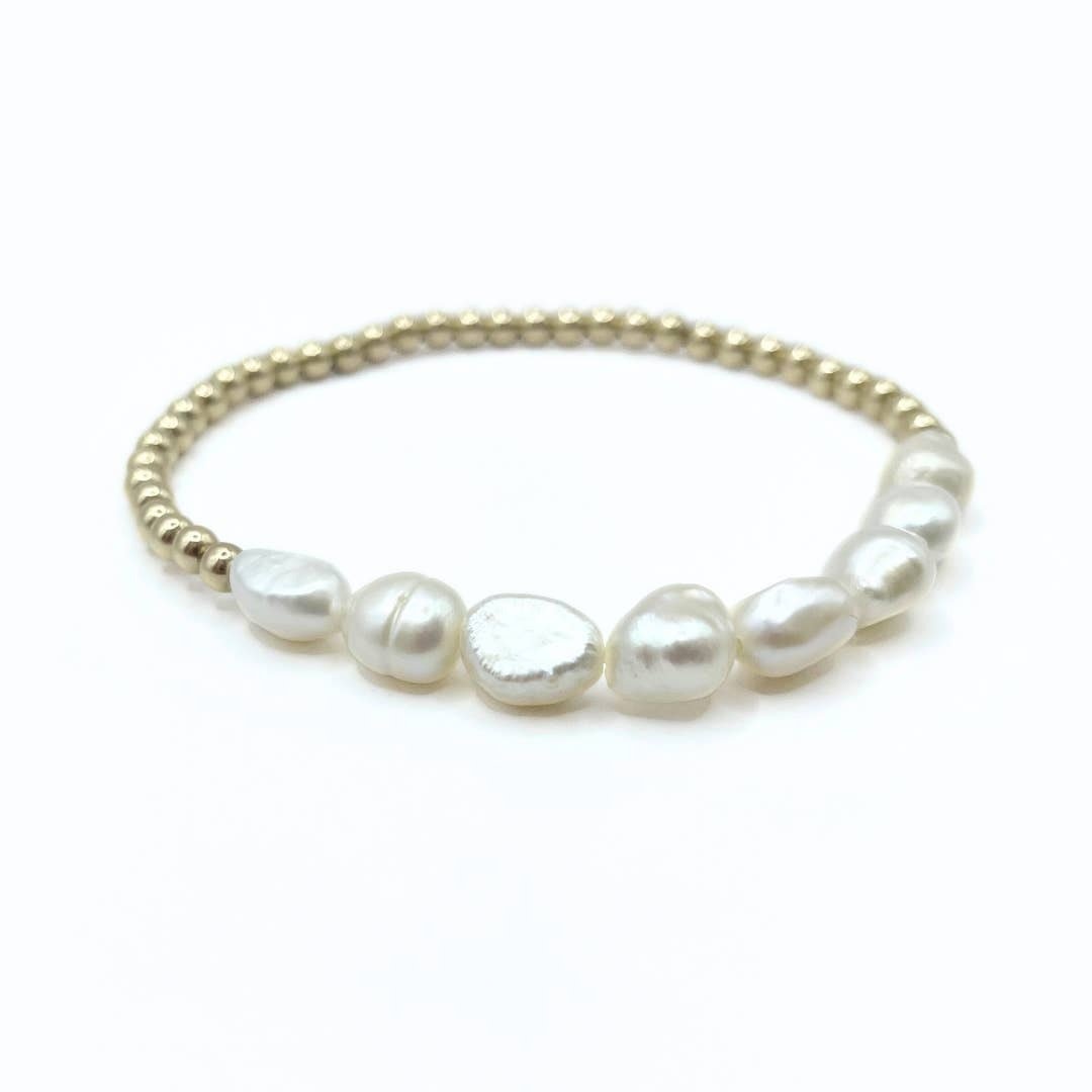 Erin Gray Baroque Row Pearl Bracelet in 14k Gold-Filled