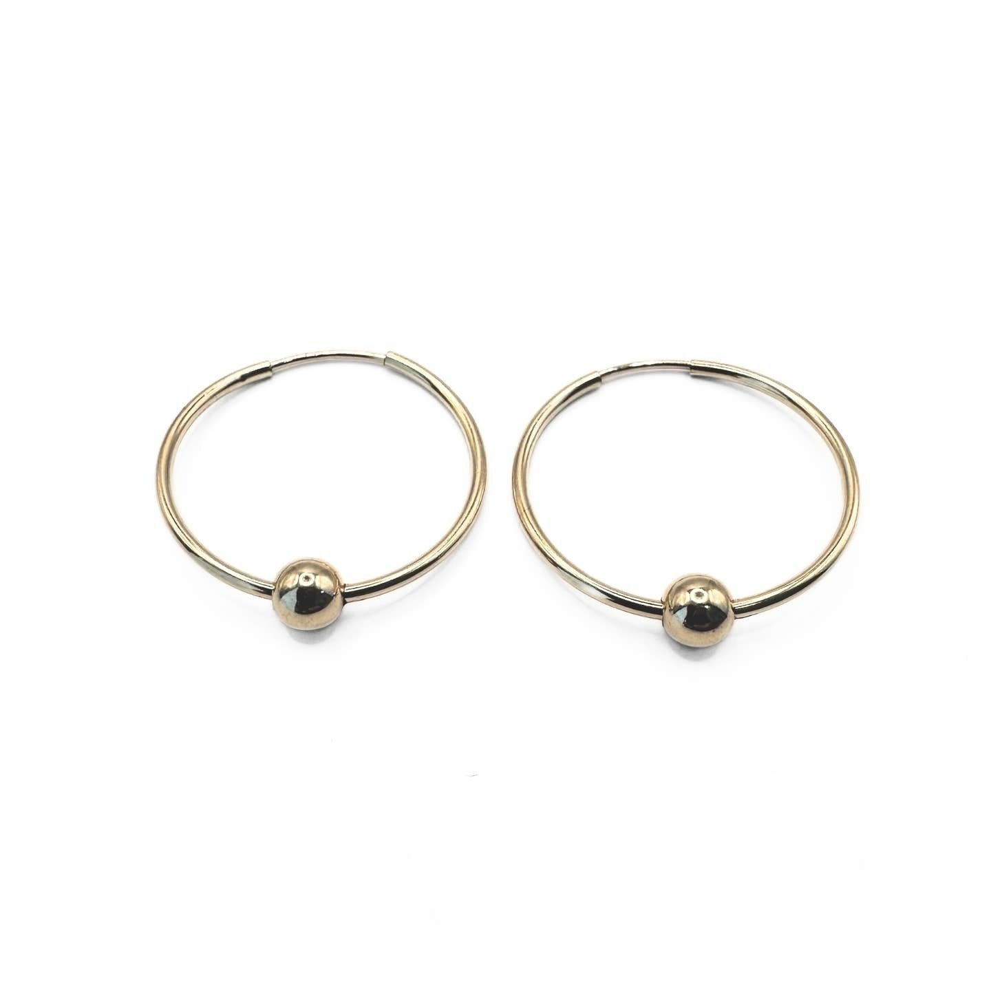 Erin Gray Single 5mm Gold Bead on 14K Gold Endless Summer Hoops Collection
