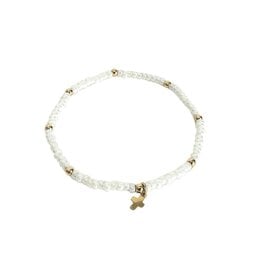 Erin Gray Luxe Cross Bracelet in PEARL WHITE