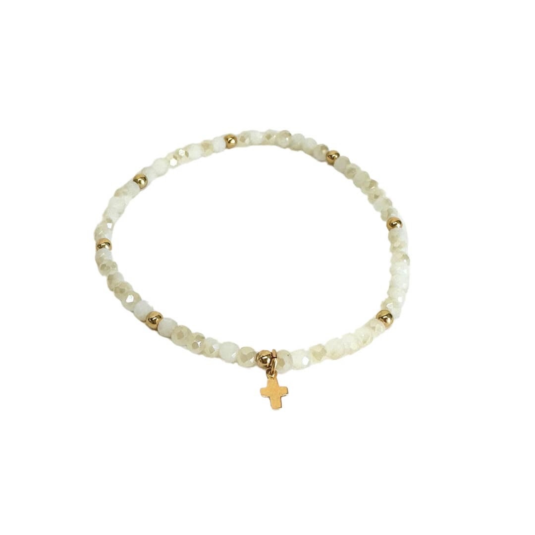 Erin Gray Luxe Cross Bracelet in WINTER WHITE