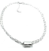 Erin Gray Silver Barrel on Double Silver Paperclip Necklace