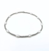 Erin Gray Petite Patterned Rice Pearl Bracelet with Sterling Silver Beads