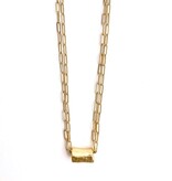 Erin Gray Barrel on Double Gold Paperclip Necklace