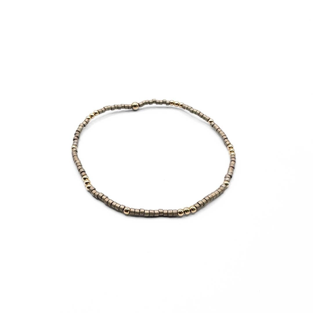 Erin Gray 2mm Newport PEWTER + Gold Filled Waterproof Bracelet