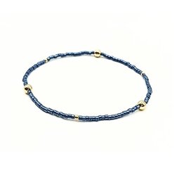 Erin Gray Blue Game Day Gold-Filled & Seed Bead Waterproof Bracelet Collection