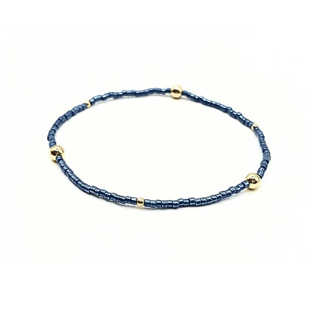 Erin Gray Blue Game Day Gold-Filled & Seed Bead Waterproof Bracelet Collection