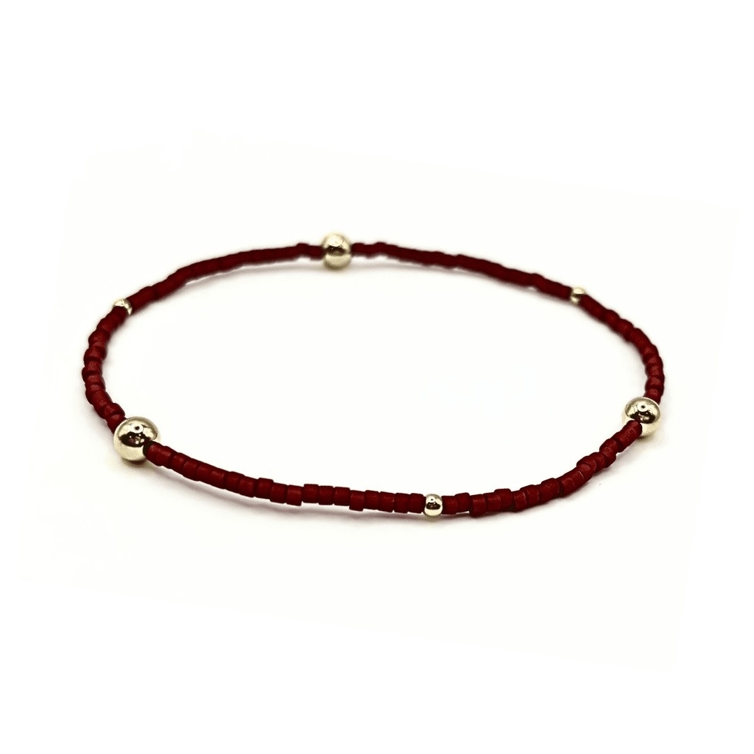 Erin Gray Crimson Game Day Gold-Filled & Seed Bead Waterproof Bracelet Collection
