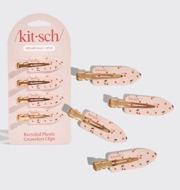 kitsch Recycled Plastic Creaseless Clips 4pc Set- Cherry Print