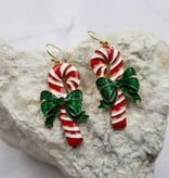 FLEURISH Enamel Candy Cane Christmas Earrings
