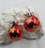 FLEURISH Red Glitter Star Ball Acrylic Christmas Earrings