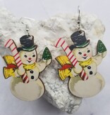 FLEURISH Vintage Snowman Christmas Earrings