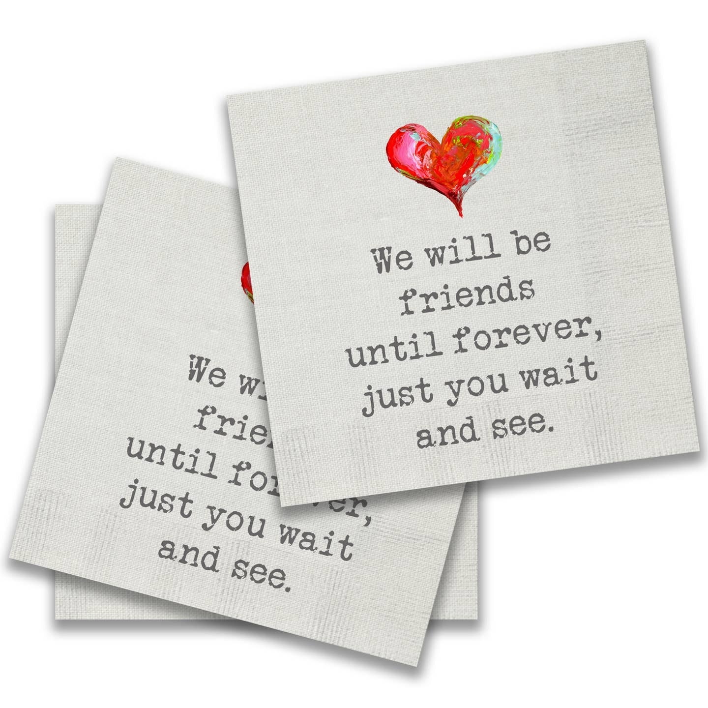 French Graffiti We Will Be Friends Paper Cocktail Napkins Pack