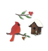 Roeda Studio Winter Birdhouse w Cardinal Magnets S/3