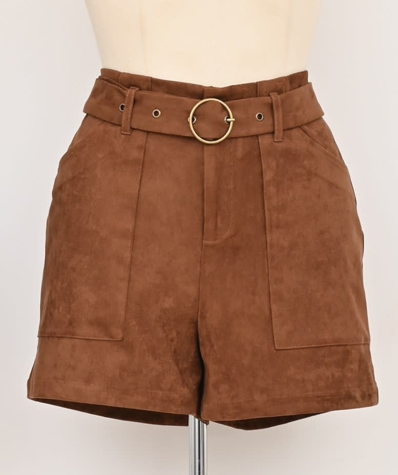 Molly Bracken Brown Ladies Woven Shorts (vegan suede)