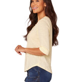 Democracy Butter Cup Shirt Tail Hem Knit Top