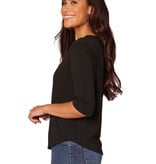Democracy Black Shirt Tail Hem Knit Top