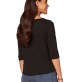 Democracy Black Shirt Tail Hem Knit Top