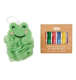 Mudpie Frog Loofah With Bath Crayons